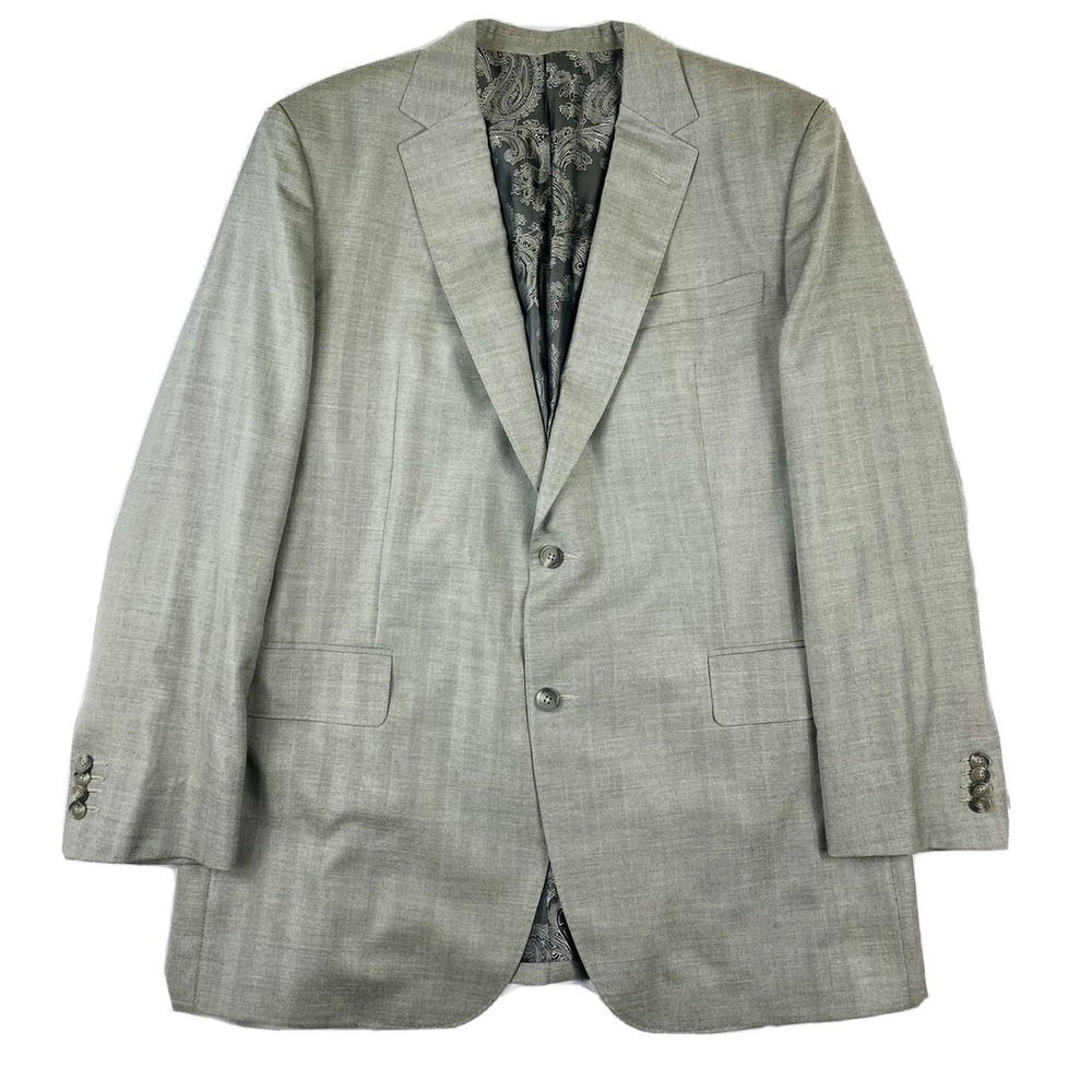Elevee Light Gray Scabal‎ Pure Cashmere Functional Cuff Mens Blazer 44L Mint